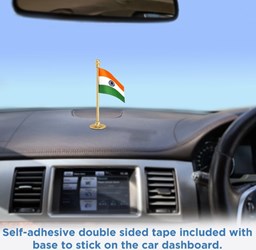 Picture of Indian Car Dashboard Flag 2 Inch x 3 Inch |  Stainless Steel and Plastic Blush Rose Gold Base